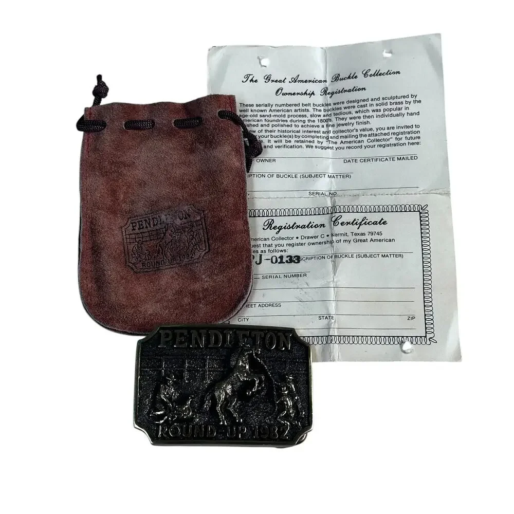 Heritage Mint Ltd. Pendleton Round-Up Let 'Er Buck Solid Brass Belt Buckle